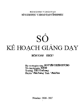 Sổ kế hoạch giảng dạy môn Toán khối 7